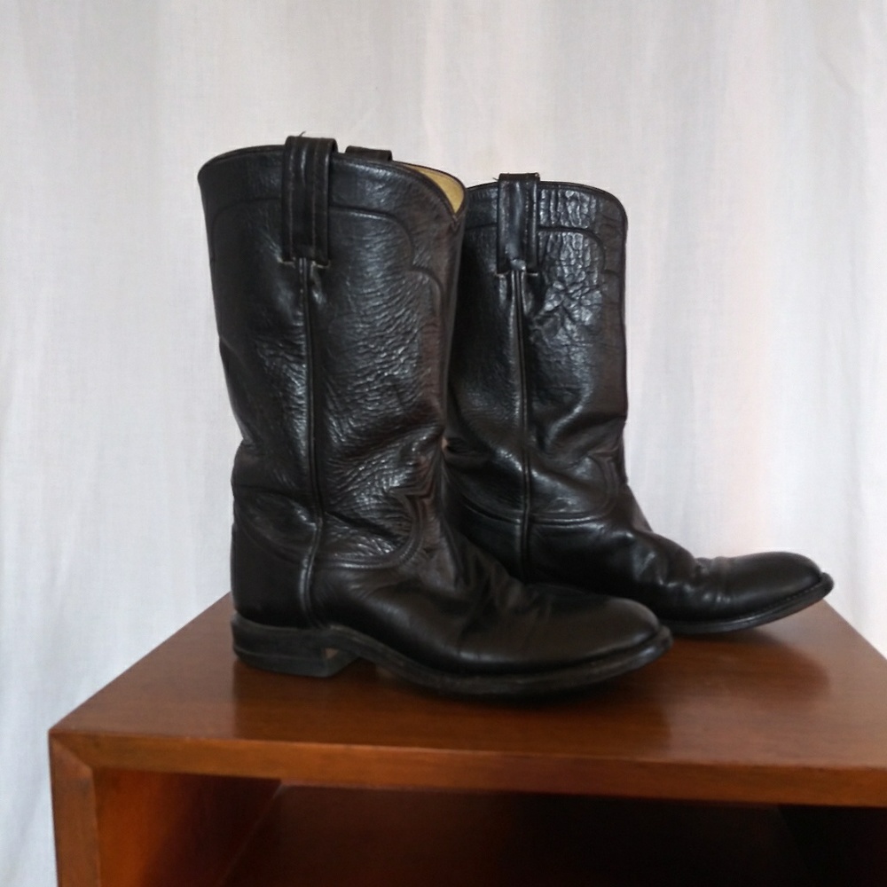 Black Tony Lama Cowboy Boots 5 1/2 - Picture 6 of 7